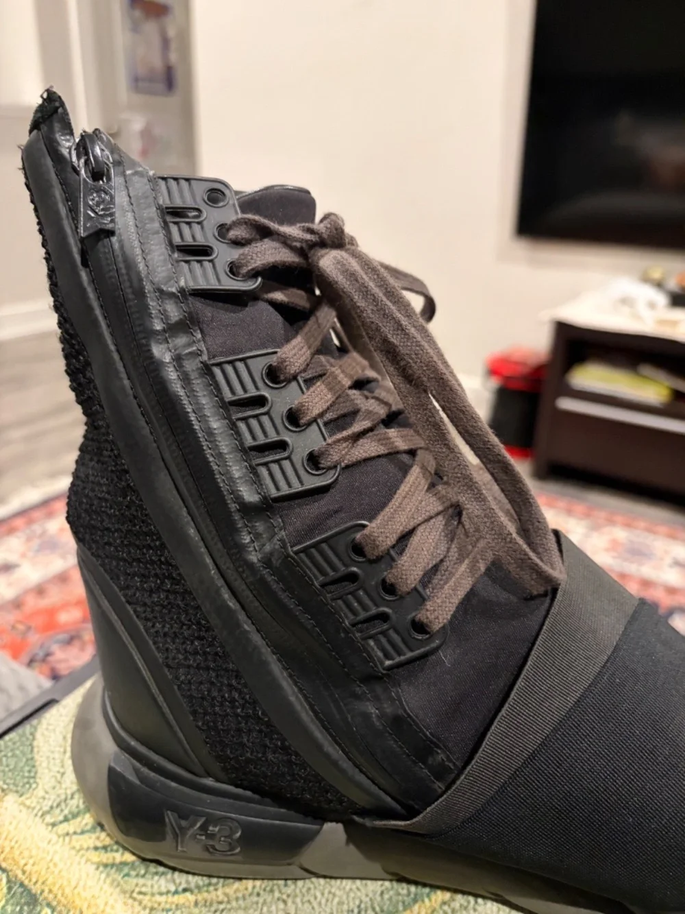 Yohji Yamamoto Y-3 x Adidas High Leather Zip Qasa Boot